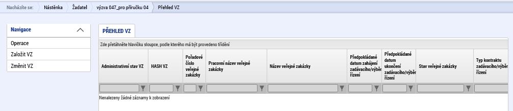 Poté vyplňte všechny relevantní položky ze záložek Identifikace VZ, Veřejné zakázky, Údaje o smlouvě/dodatku, Údaje o námitkách,