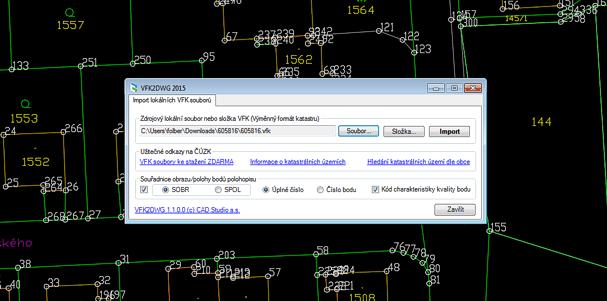 2. TEORETICKÝ ZÁKLAD Obrázek 2.5: Import VFK souborů (zdroj: cadstudio.cz) 2.3.