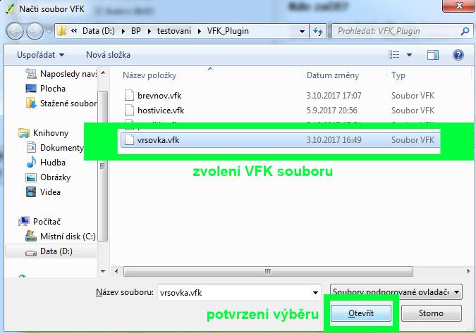 (označeno zeleně) Figure A.3: Výběr VFK souboru 3.