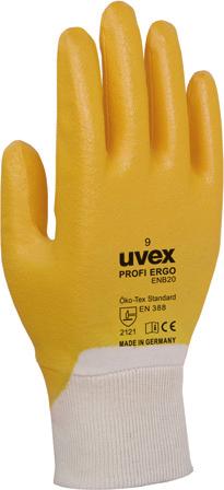 mastné nebo olejnaté oblasti použití bílá, oranžová 6 až 10 Výjimečný úchop uvex profi ergo XG Ochranné rukavice s technologií uvex Xtra Grip Velmi dobrá mechanická odolnost proti oděru díky