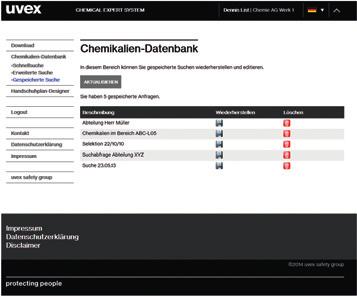 Podrobná online databáze chemických látek společnosti uvex jako výrobce nabízí rychlou a přímou podporu.