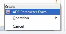 zdroj: autor Obrázek 21 - ADF parameter form Aby se zobrazila například tabulka, graf nebo formulář je nutné na stránku přetáhnout příslušný Data Control, v