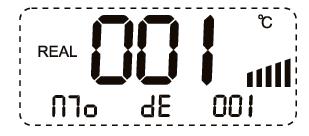 vložte kladně rozdíl teplot. Např. pokud skutečná teplota je 200 C a zobrazená 220 C, kalibrační teplota je -20 C. Po dokončení vložení kalibrační teploty stiskněte pro uložení "1".
