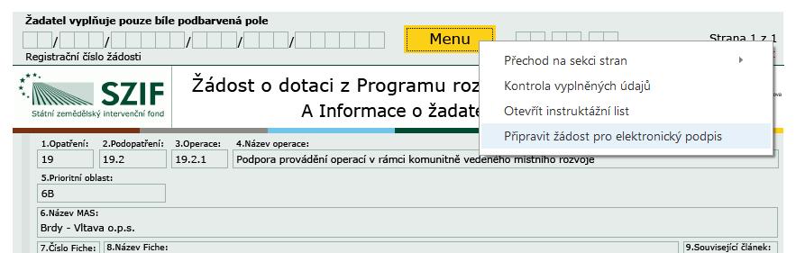 Vložení elektronického podpisu MAS Elektronický podpis