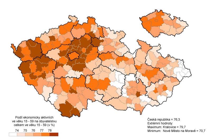 obyvatelstvu ve věku 15 a více let (zdroj SLDB 200 18.