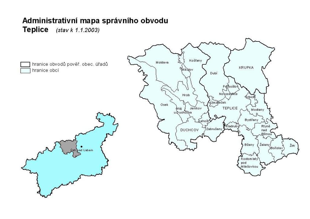 SO ORP TEPLICE Správní obvod obce s rozšířenou působností Teplice lemují na severu Krušné hory a na jihu České středohoří. Jeho rozloha činí více než 345 km 2, což je 6,5 % rozlohy Ústeckého kraje.