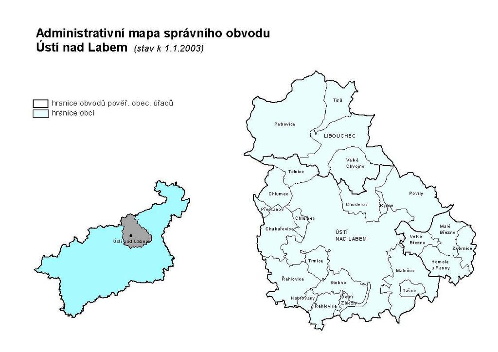 SO ORP ÚSTÍ NAD LABEM Správní obvod obce s rozšířenou působností Ústí nad Labem je průmyslovým centrem Ústeckého kraje. Svou rozlohou 404 km 2 představuje 7,6 % rozlohy Ústeckého kraje.
