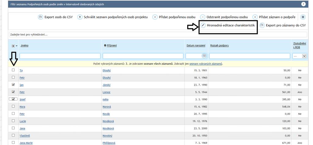 k vygenerování formuláře Monitorovací list podpořené osoby s vyplněnými údaji o podpořené osobě ve formátu PDF. Formulář následně příjemce vytiskne a předá podpořené osobě k podpisu.