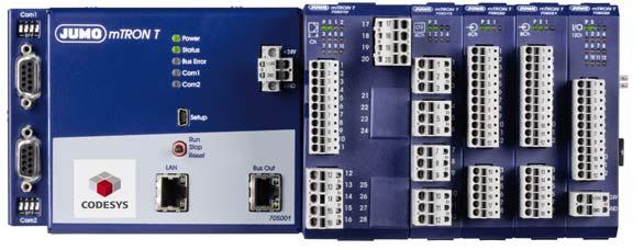 Strana 10/17 Režim Modbus Na obrázku je znázorněno připojení 2 snímačů s elektronikou JUMO digiline s 5-pólovým konektorem M12 na JUMO mtron T v režimu Modbus master.