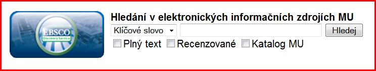 4.2 discovery.muni Prohledávání všech EIZ z jednoho místa + linkovací služba Vyhledávací služba http://discovery.muni.cz umožňuje prohledávat z jednoho místa všechny odborné a vědecké informační zdroje dostupné na Masarykově univerzitě elektronické časopisy, knihy, sborníky, databáze.