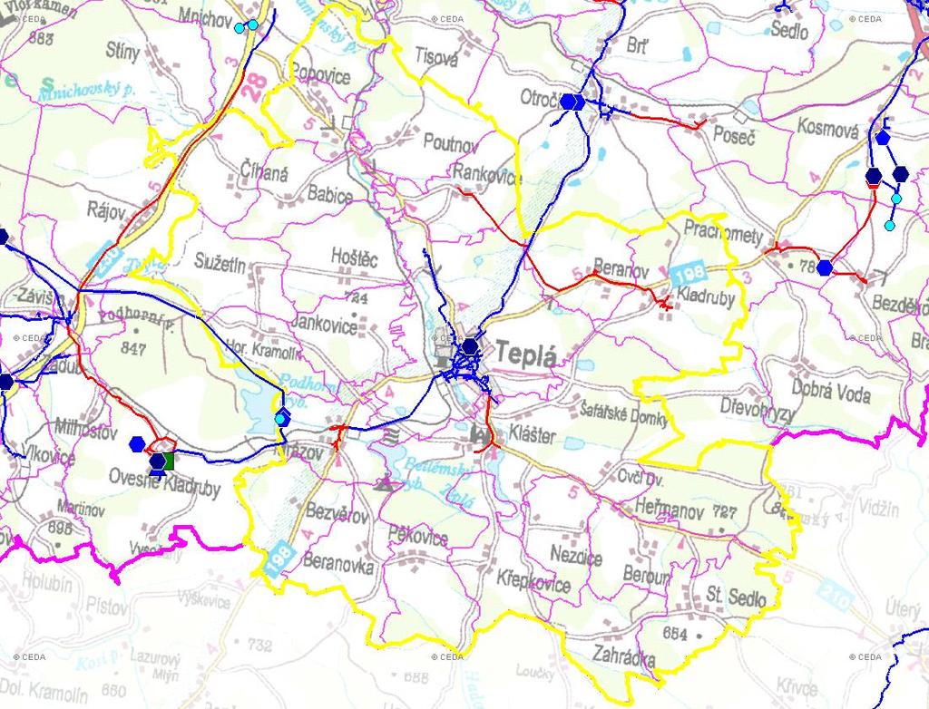 (karta obce: CZ41_82_13) D. VODOVODY D.1 POTŘEBA VODY Z BILANCE Rok: Základní parametry: Ozn.: Jednotky: 22 25 21 215 Počet všech zásobených obyvatel Nz obyvatel 15 Voda vyrobená celkem VVR tis.