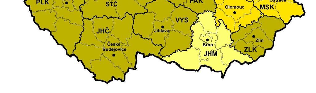 Podíl zaměstnaných ve skupině povolání Montážní dělníci výrobků a zařízení na počtu zaměstnaných v kraji Mapa znázorňuje srovnání podílu zaměstnaných dané skupiny povolání v kraji na celkovém počtu