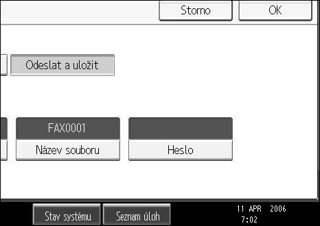 Odeslání uloôeného souboru Odkaz Informace o tomto zaøízení Zadání jména souboru A Stisknìte [Název souboru].