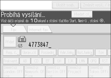 Reôimy vysílání Odesílání více originálù z expozièního skla Tyto pokyny popisují odesílání více originálù z expozièního skla. A Stisknìte [Okamô.v.].