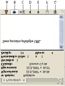 Panel Poznámky A. Barva uživatele B. Zobrazit/skrýt poznámky C. Jít na kotvu poznámky D. Jít na předcházející poznámku E. Jít na následující poznámku P. Nová poznámka G.