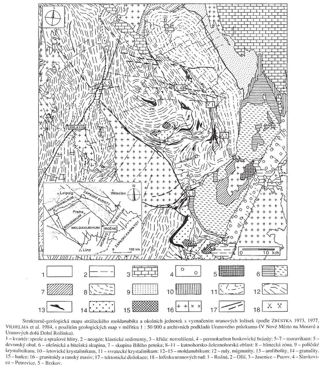 Obrázek 5: Strukturně geologická mapa strážeckého moldanubika 3.1.