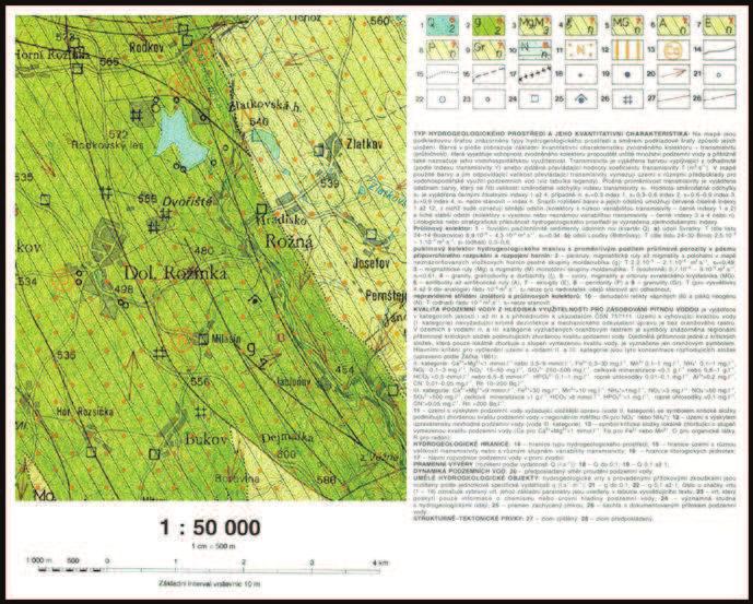 Obrázek 10: Výřez z Hydrogeologické mapy ČR, 1 : 50 000, list 24-13 Bystřice nad Pernštejnem (Čurda, 1996) 4.