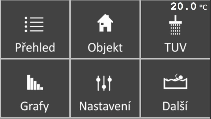 10. Obsluha regulátoru Neoré Unity Color Popis ovládacího panelu NeoRé Základní obsluha regulátoru: K základní obsluze tepelného čerpadla slouží grafický dotykový panel.