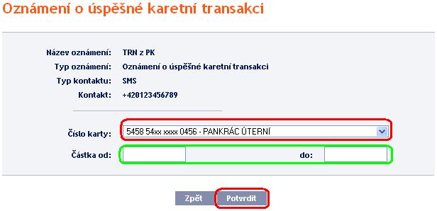 Oznámení o neúspěšné karetní transakci Toto oznámení je zasíláno o transakcích z PK, které byly zamítnuty a nebudou provedeny důvod zamítnutí bude v oznámení vždy