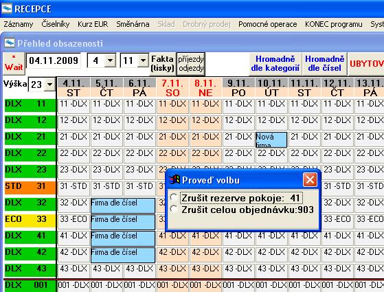 2.1.2. Rušení rezervace Stiskněte prvé tlačítko myši. Objeví se následující dotaz.