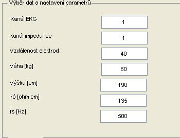 Obr. 3.20 Panel výběru dat a nastavení parametrů Obr. 3.21 Hlavní ovládací panel Na Obr. 3.5 je znázorněn panel pro volbu detekce polohy R-vln přímo v programovém vybavení, nebo jejich načtení z externího souboru.