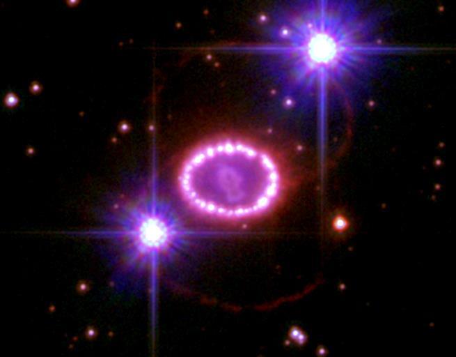 Supernova II výsledek rychlého kolapsu a prudké exploze masívní