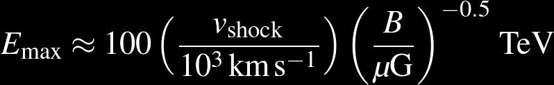 Typicky Emax ~ PeV Elektrony Limit dán synchrotronními