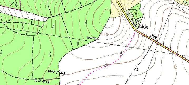 Geodata Digitální modely terénu (DMT) ZABAGED Přerušení vrstevnic liniovými prvky Skoková změna