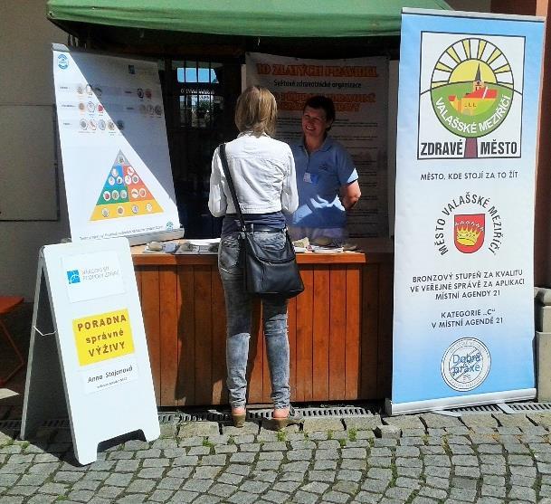 Výživové poradenství a poradenství ohledně bezpečnosti potravin je už několik let součástí farmářských trhů ve Valašském Meziříčí. Celkem se těchto akcí v roce 2017 zúčastnilo více jak 500 osob.