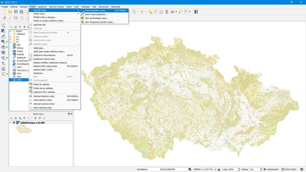 3 Pocitová mapa Pocitová mapa bude vytvářena nad mapovým podkladem Základní mapy 1 : 10 000, která byla do QIS připojena pomocí tzv. WMS služby (viz kapitola 2).