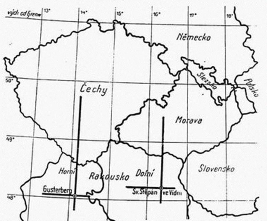 V ČR Souřadnicový systém stabilního katastru mapy 1: 2 880 počátek je pro ČR s bodech Gusterberg (trigonom. bod na kopci Gusterberg v Horních Rakousích) věž chrámu kostela Sv.