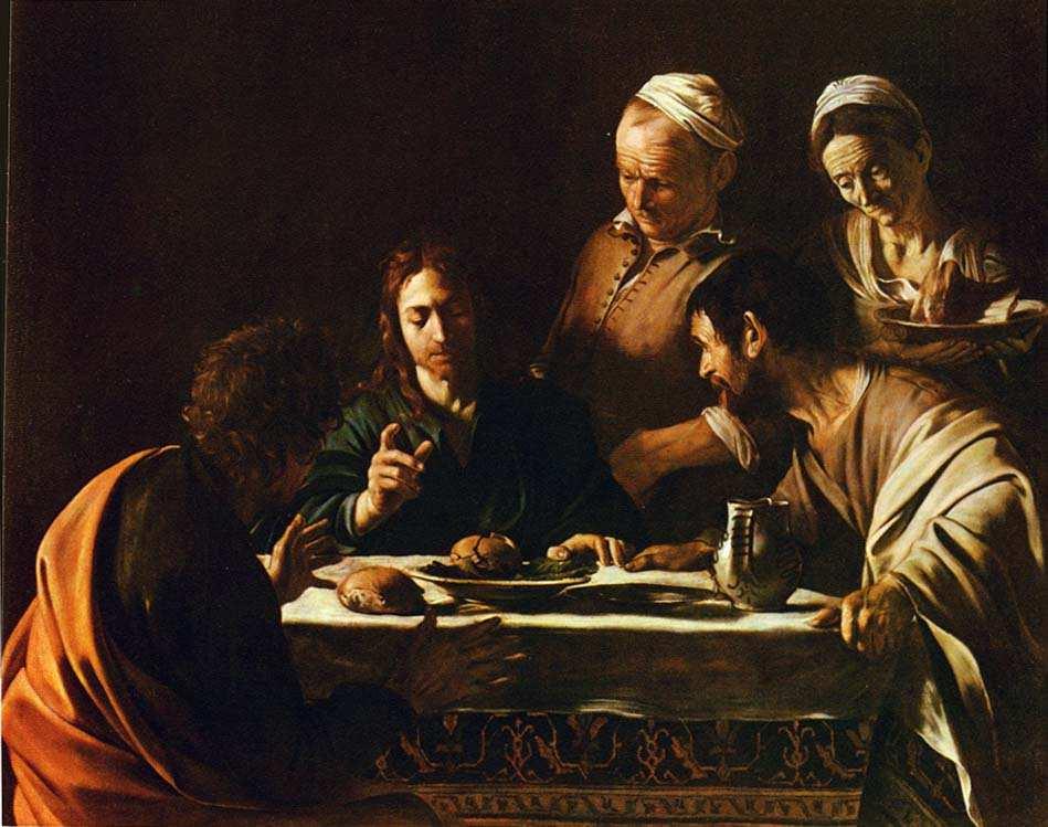 Velikonoční dopis evangelického sboru v Telecím, v Pusté Rybné a na Březinách Caravaggio: Večeře v Emauzích, 1606 Když byl spolu s nimi u stolu, vzal chléb, vzdal díky, lámal a rozdával jim.