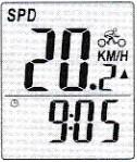 ZOBRAZENÍ DISPLEJE 1. Horní řádek zobrazuje aktuální rychlost 2,2 km/h. Dolní řádek zobrazuje hodiny.