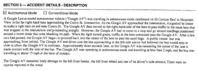 US 9,280,710 B1] Záznam nehody Google Lexus RX