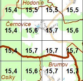 Průměrné teploty vzduchu v jednotlivých měsících I II III IV V VI VII VIII IX X XI XII -2,3-1,1 2,9 7,6 13,1 16,0 17,9