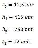 3. Posouzení porušení povrchu pásu styčníkovým plechem,, = 1,3 (1 ) = 1,3 (1 0,351) = 0,844 1,0, 82,4 = = 235 = 0,351 1,0, = ě ší é áhá í h í á, = 1 2 h + 4 1 = = 0,844 235 10 (12,5 10 ) 1 12 250 =