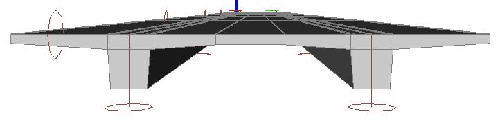 7 STATICKÝ VÝPOČET Konstrukce byla modelována v programu SCIA Engineer. Kvůli omezeným možnostem tohoto programu byl použit jak prutový, tak dvourozměrný model desky s žebry.