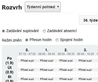 Nasazené hodině jste totiž v rozvrhu nespecifikovali výchozí učebnu, ve které se má výuka odehrávat, a která paradoxně může být u stejného předmětu během týdne i jiná.