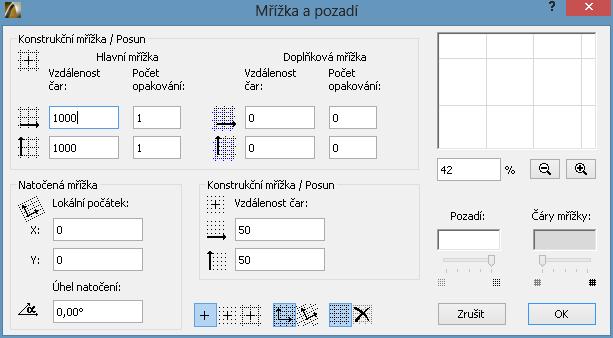 Plocha a mřížka, Souřadnice: Pracovní plocha v podstatě představuje jeden půdorys - podlaží naší budovy.