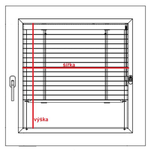 V = Výšku žaluzie měříme ve stejné hloubce zasklívacích lišt jako šířku.