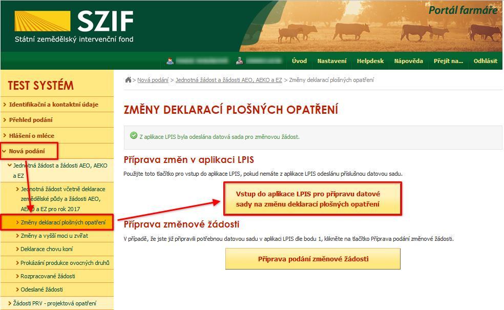 5 Spuštění aplikace Aplikaci lze spustit dvěma způsoby: a) z Portálu farmáře SZIF b) z aplikace LPIS (Evidence půdy/ilpis) na Portálu farmáře eagri ad a) Postup z Portálu farmáře SZIF (pro farmáře) 1.