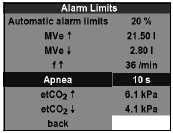 Apnoe ventilace Apnoe ventilace je bezpečnostní funkce, která při zástavě dechu pacienta (apnoe) udržuje ventilaci.