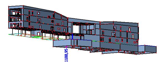 Tvorba a ověření 3D modelu objektu Návrh nosné konstrukce objektu Hotelu Miura Normálová síla v patě sloupu ze softwaru Scia engineer N ed = 1188,95 kn Obrázek 42 3D model ze softwaru Scia engineer