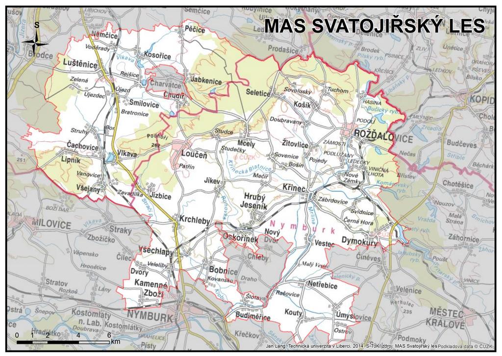 Mapa č. 2 Obecně zeměpisná mapa území MAS Mapa č.