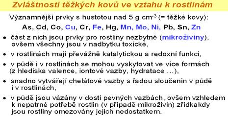 Do nadzemních orgánů je translokována jen menší část přijatých iontů těžkých kovů, přesto jejich působení na inhibici základních metabolických procesů v listech (asimilace uhlíku, dusíku, respirace)