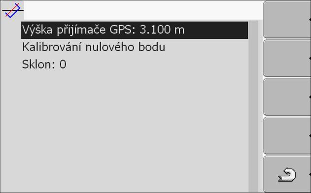 Konfigurace terminálu v aplikaci Service Konfigurace čidlo náklonu GPS modul TILT 7 Možné hodnoty: RTCM V3 CMR/CMR+ RTCA Poskytovatel opravného signálu Vám sdělí, jaký opravný signál musíte vybrat.