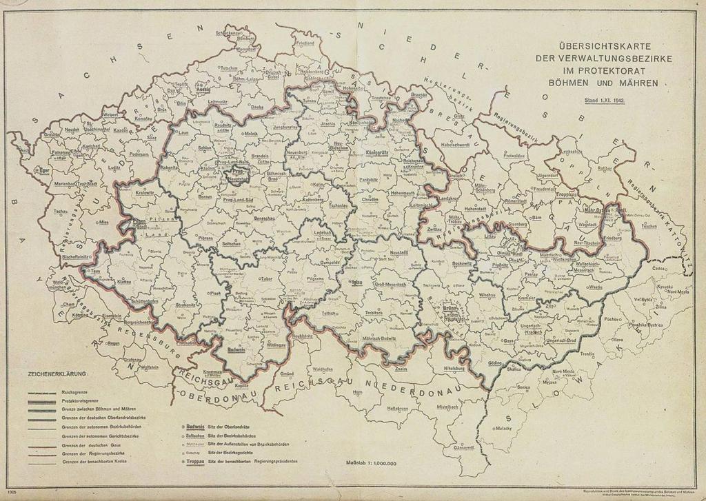 Obr. 2 Mapa správního rozdělení protektorátu 21.