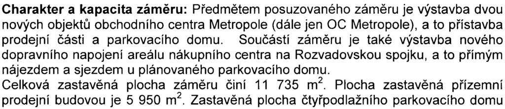 Zámìr má být realizován na èásti stávajících parkovacích ploch nákupního centra Metropole Zlièín pøi Rozvadovské spojce.