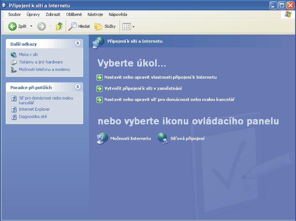 V Ovládacích panelech zvolíme Připojení k