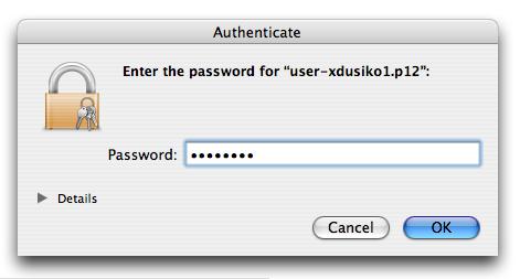 U vašeho osobního certifikátu se vás klíčenka zeptá na heslo (obr.